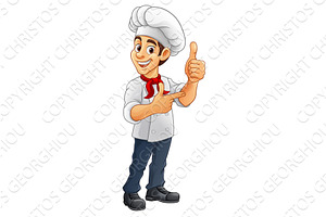 Chef Baker Cook Cartoon Man Thumbs, a Person Illustration by Christos Georghiou