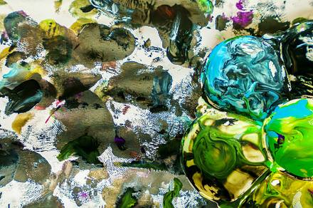 Splash watercolors drops on white background. Abstract colorful, an Abstract Photo by Casanowe-studio