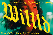 Willld | Distressed Blackletter, a Blackletter Font by Drawwwn (Thumbnail 1 of 13)