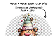 Tiger Birthday Party Safari Cliparts, a Graphic by one-touch (Thumbnail 11 of 17)
