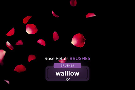 Falling rose petals photoshop brush, a Brush Add-On by Walllow Creatives