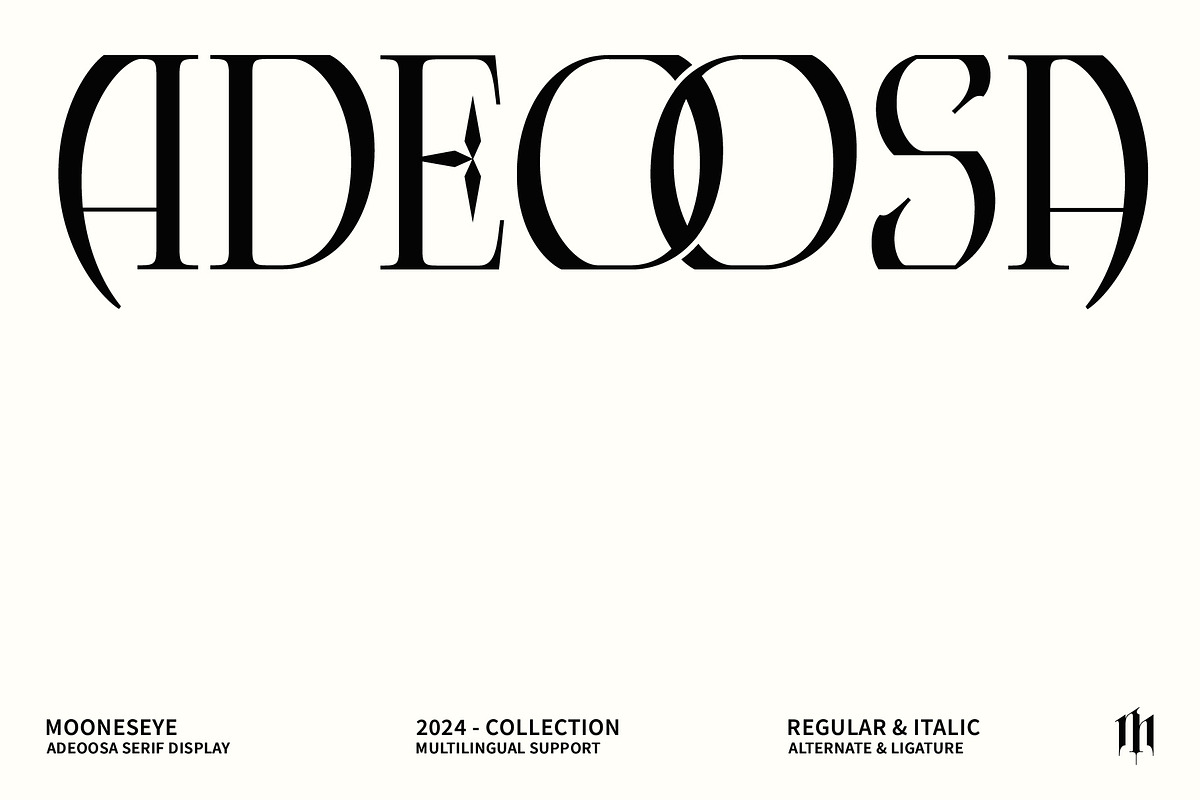 Adeoosa – Gothic Serif Display, a Serif Font by MooneseyeType (Photo 1 of 9)