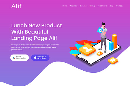 Alif - App Landing HTML Template, a HTML Template by helenshop