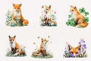 Watercolor Fox Meadow Clipart, an Illustration by CreationArt (Thumbnail 7 of 7)