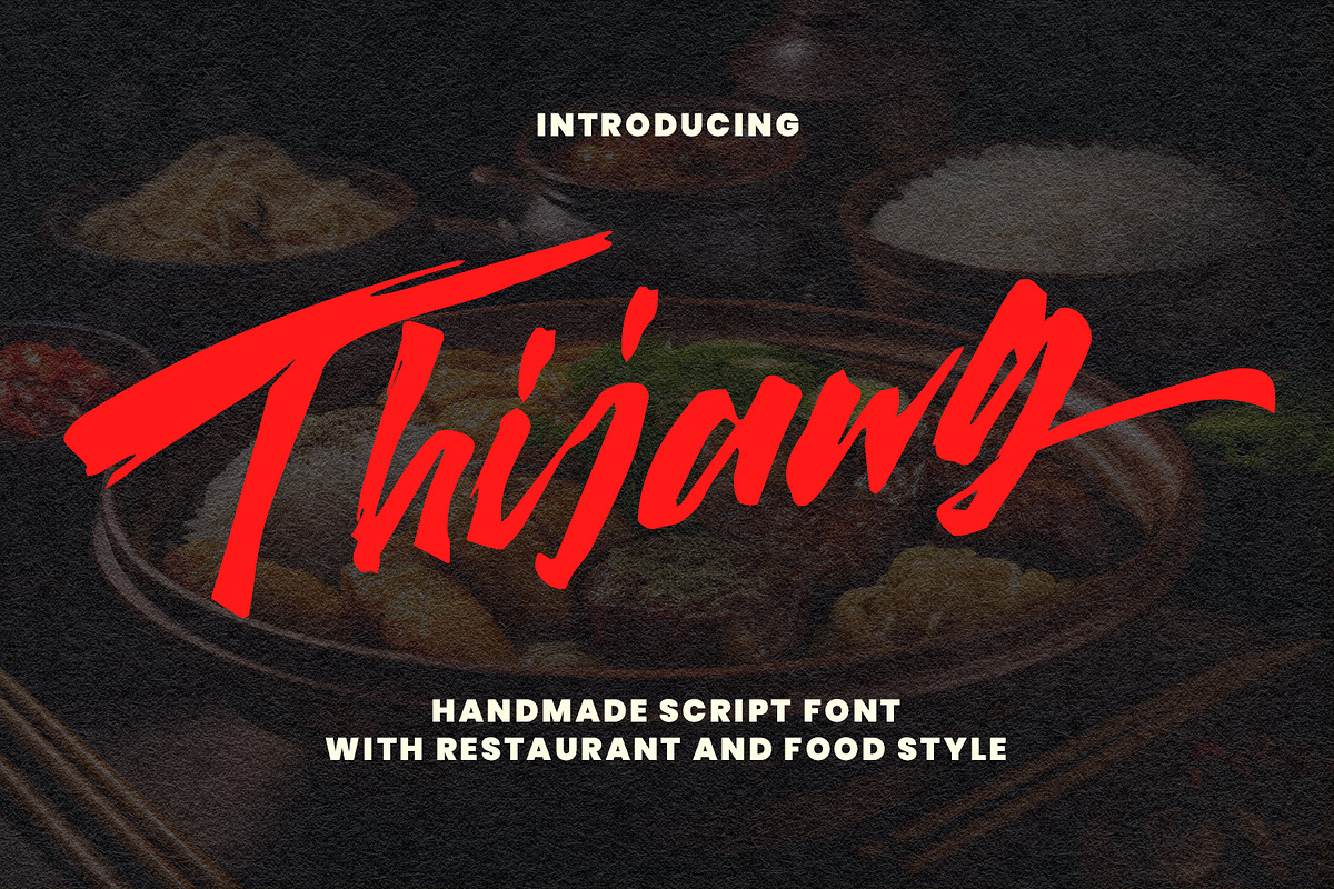 Thijawg Food Style Script Handmade, a Script Font by Maulana Creative (Photo 1 of 6)