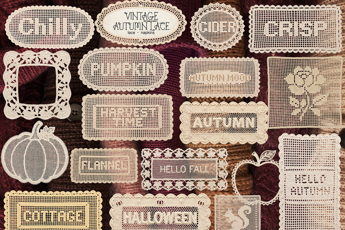 Vintage Autumn Lace Collection PNG, an Object Graphic by DreamoraArt (Photo 5 of 8)