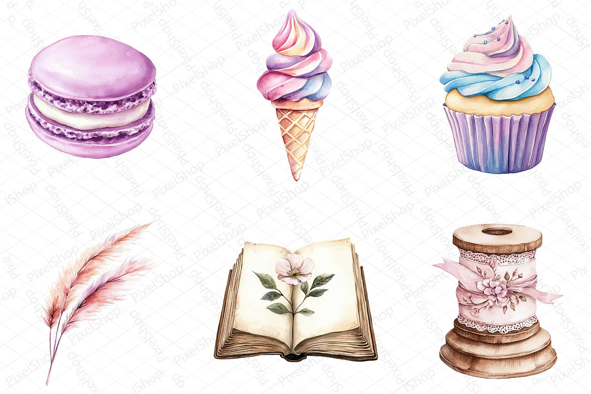 Watercolor Beautiful Aesthetic Clipa, an Illustration by DreamPrint404 (Photo 3 of 6)