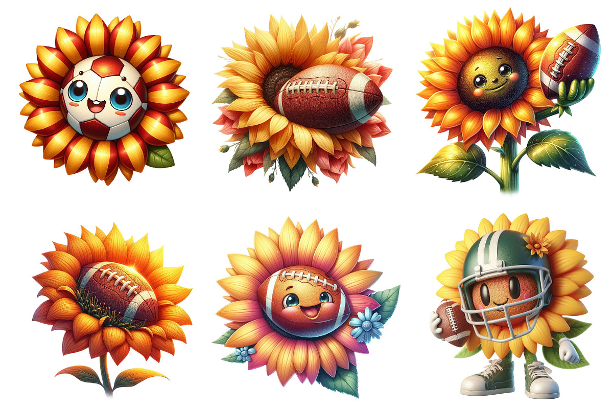 Sunflower Football Clipart PNG., a Graphic by CitraGraphics (Photo 3 of 3)