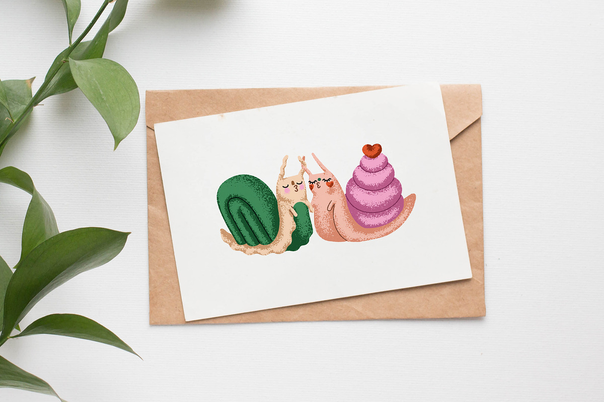 Cute snails set, seamless patterns, an Animal Illustration by Good Studio (Photo 16 of 18)