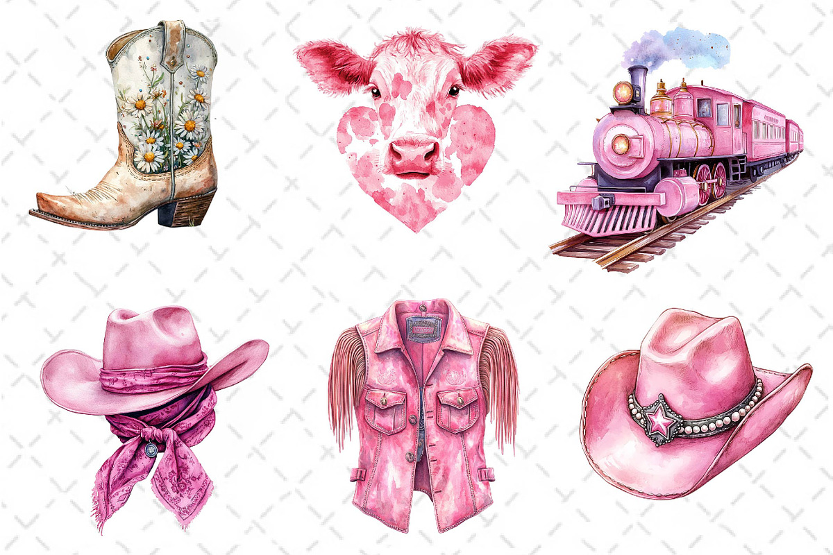Pink Vintage Western Clipart, an Illustration by Dream Creation (Photo 2 of 6)