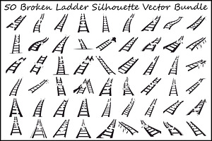 50 Broken Ladder Silhouette Bundle, an Illustration by Designs_River