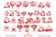 Valentine Love Watercolor Clipart, an Illustration by MockupWizard (Thumbnail 2 of 6)