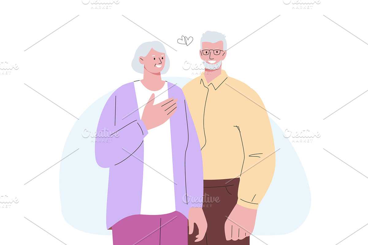 Elderly couple in love. Romantic, a Person Illustration by Valerie Bodnar
