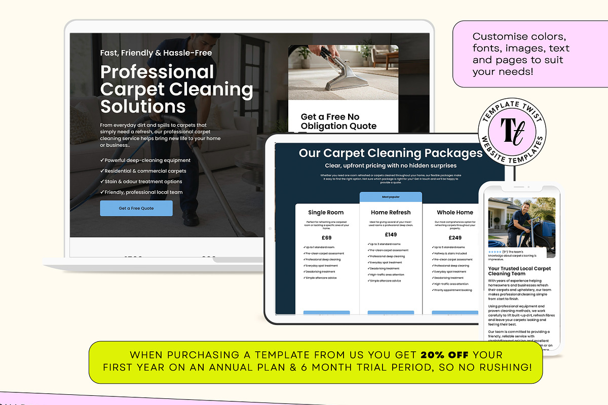 Carpet Cleaning Squarespace Template, a Squarespace Template by Template Twist Shop (Photo 6 of 9)