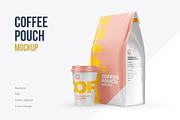 Coffee Pouch Mockup with cup, a Cups & Container Mockup by easymock (Thumbnail 1 of 9)