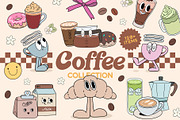 Groovy Coffee Characters Clipart, an Object Graphic by Alina Sh (Thumbnail 1 of 8)