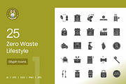 25 Zero Waste Lifestyle Glyph Icons, an Icon by IconBunny (Thumbnail 1 of 2)