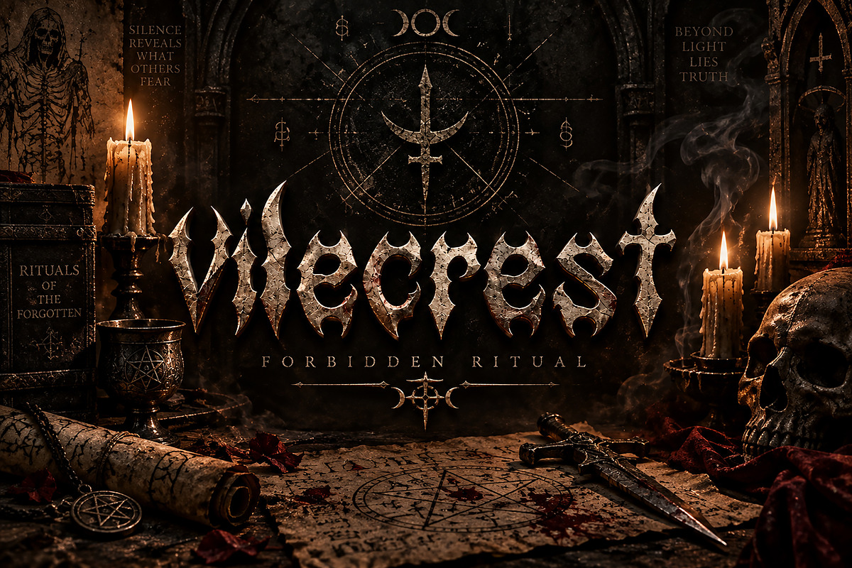Vilecrest — Dark Gothic Font, a Script Font by Wow Magic (Photo 4 of 5)