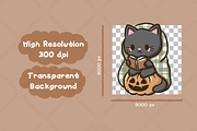 Bookish Black Cat Kawaii Clipart, an Animal Illustration by Blumensdiary (Thumbnail 3 of 7)