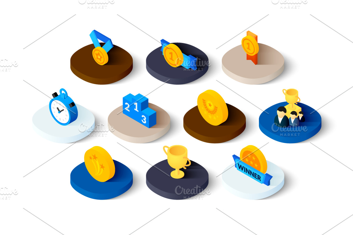 Isometric icons - Winning and Awards preview 2