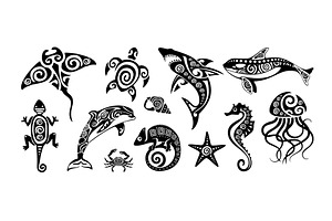 Polynesian tribal animal tattoos, an Animal Illustration by winwin.art