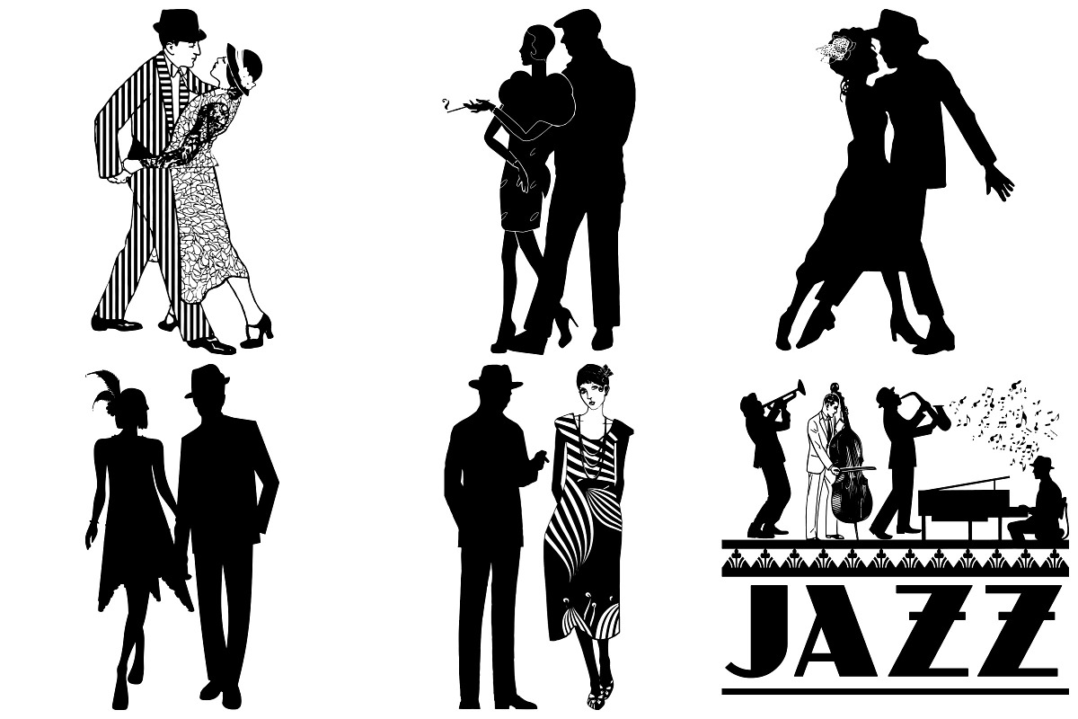 Gatsby Style Jazz Couples AI EPS PNG, an Illustration by FrankiesDaughtersDesign (Photo 4 of 8)