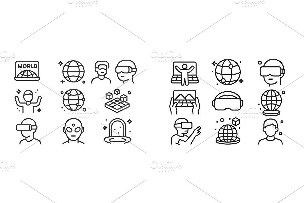 Set of web icons featuring virtual, a Technology Illustration by ZinetroN