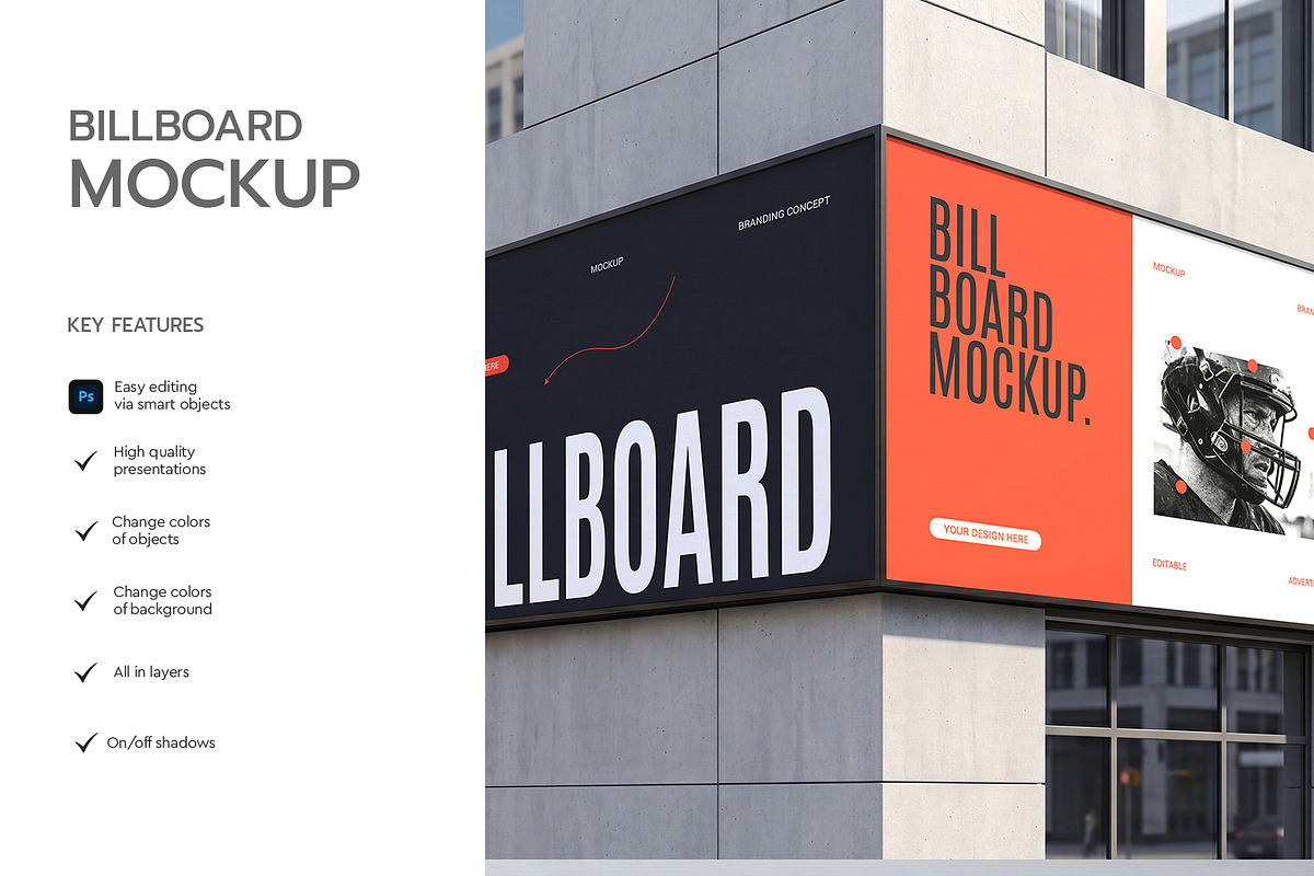 Billboard Mockup on Building Wall, an Advertising Mockup by graphypix (Photo 2 of 4)