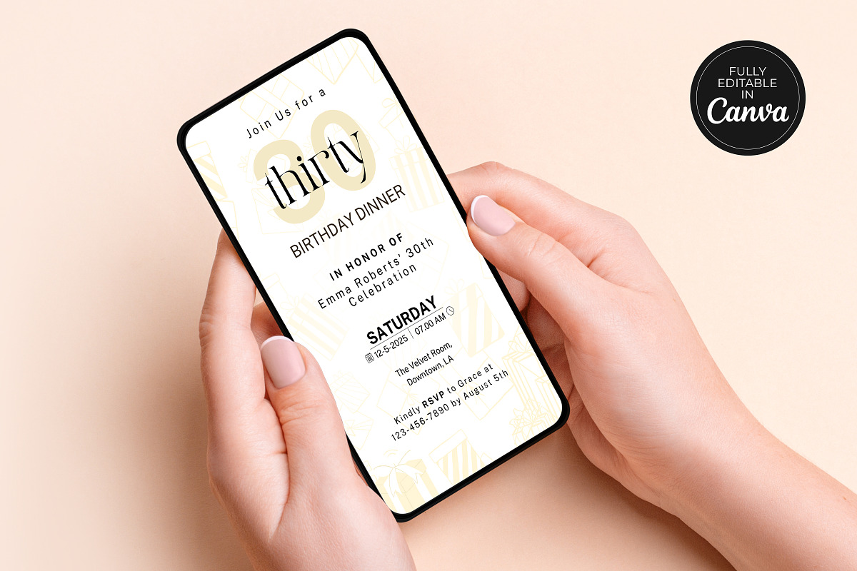 Birthday Dinner Invitation Canva PDF, an Invitation Template by Snapybiz (Photo 6 of 12)