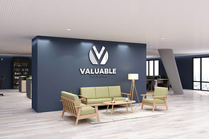 3d Logo Mockup In Office Lobby Room