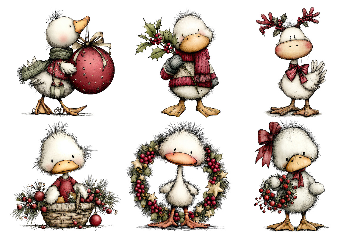 Whimsical Christmas Goose Clipart, an Animal Illustration by Creative Art (Photo 5 of 6)