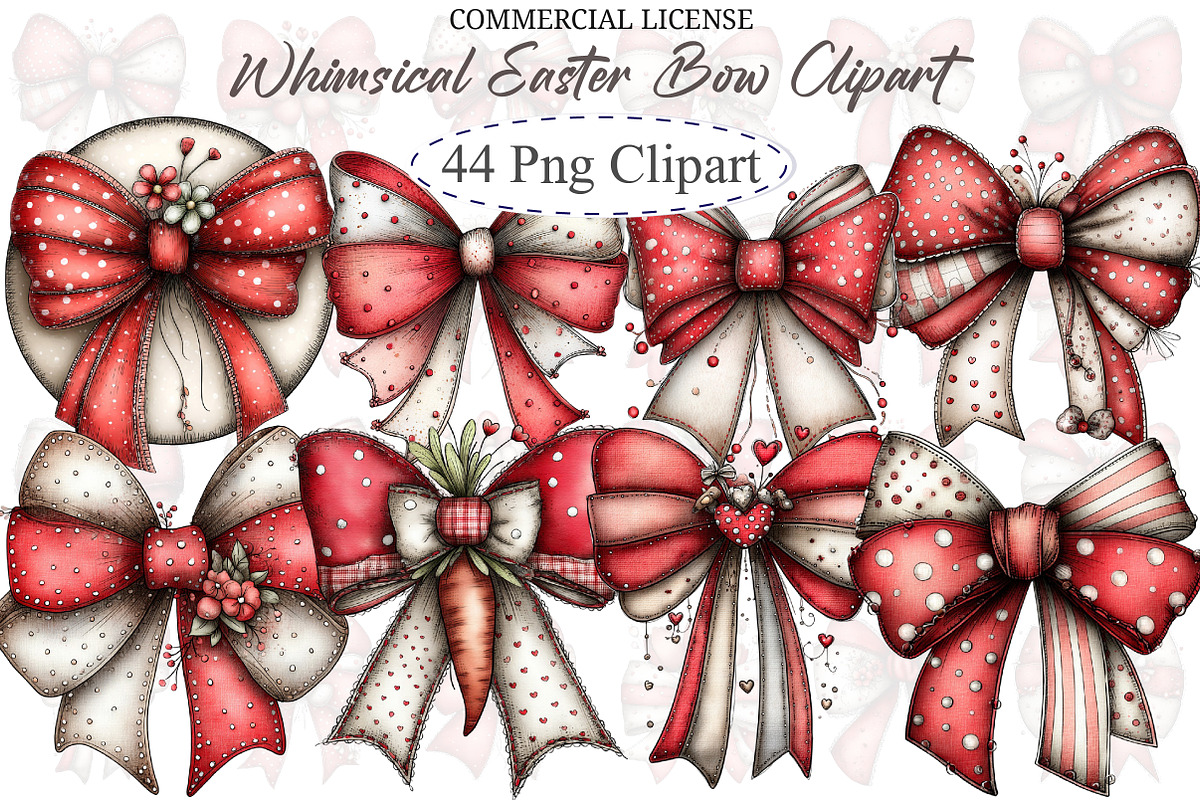 Whimsical Easter Bow Clipart, an Illustration by designcity5 (Photo 1 of 5)