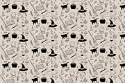 Witchy & Halloween Line Art Seamless, a Pattern Graphic by Lyolya Profitrolya (Thumbnail 3 of 4)