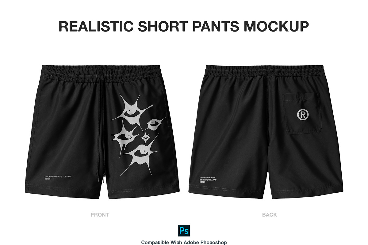 Realistic Short Pants Mockup, a Bottom Mockup by Irhasalfahad (Photo 1 of 5)