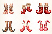Christmas Elf Shoes Clipart, an Illustration by CrexoraLab (Thumbnail 1 of 5)