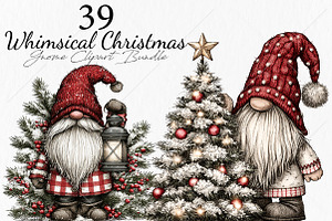 Whimsical Christmas Gnome Clipart, a Seasonal Illustration by Canvas Craft