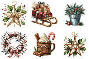 Rustic Christmas Watercolor Clipart, an Illustration by DreamArtGraphic (Thumbnail 3 of 5)