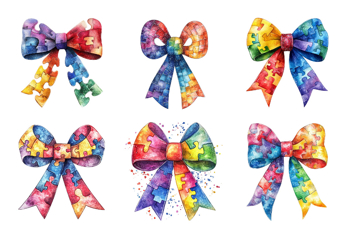 Bow Autism Awareness Png, an Illustration by SinaCreation (Photo 3 of 5)