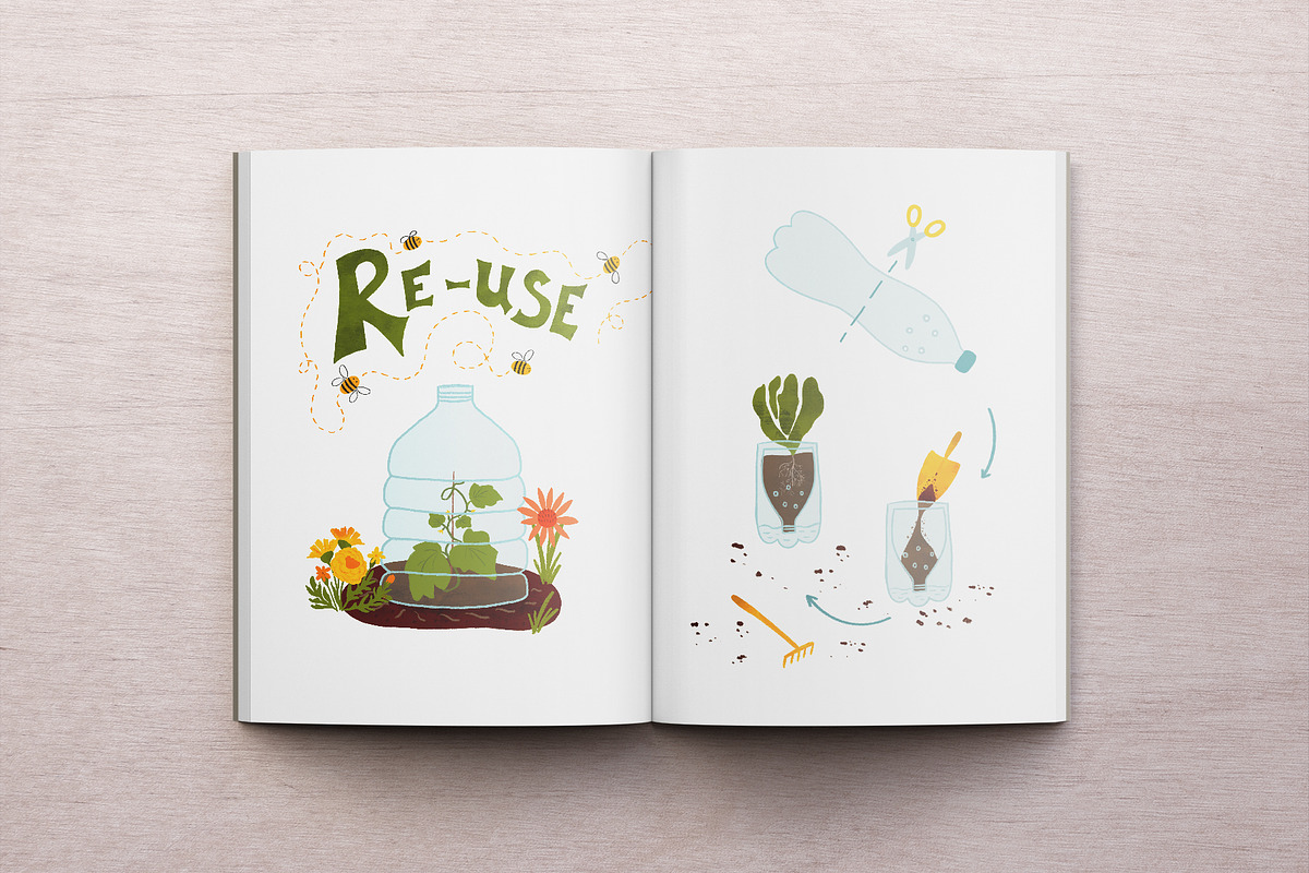 Zero waste Reuse plastic bottle set, an Education Illustration by Tani Kuzminka (Photo 2 of 4)