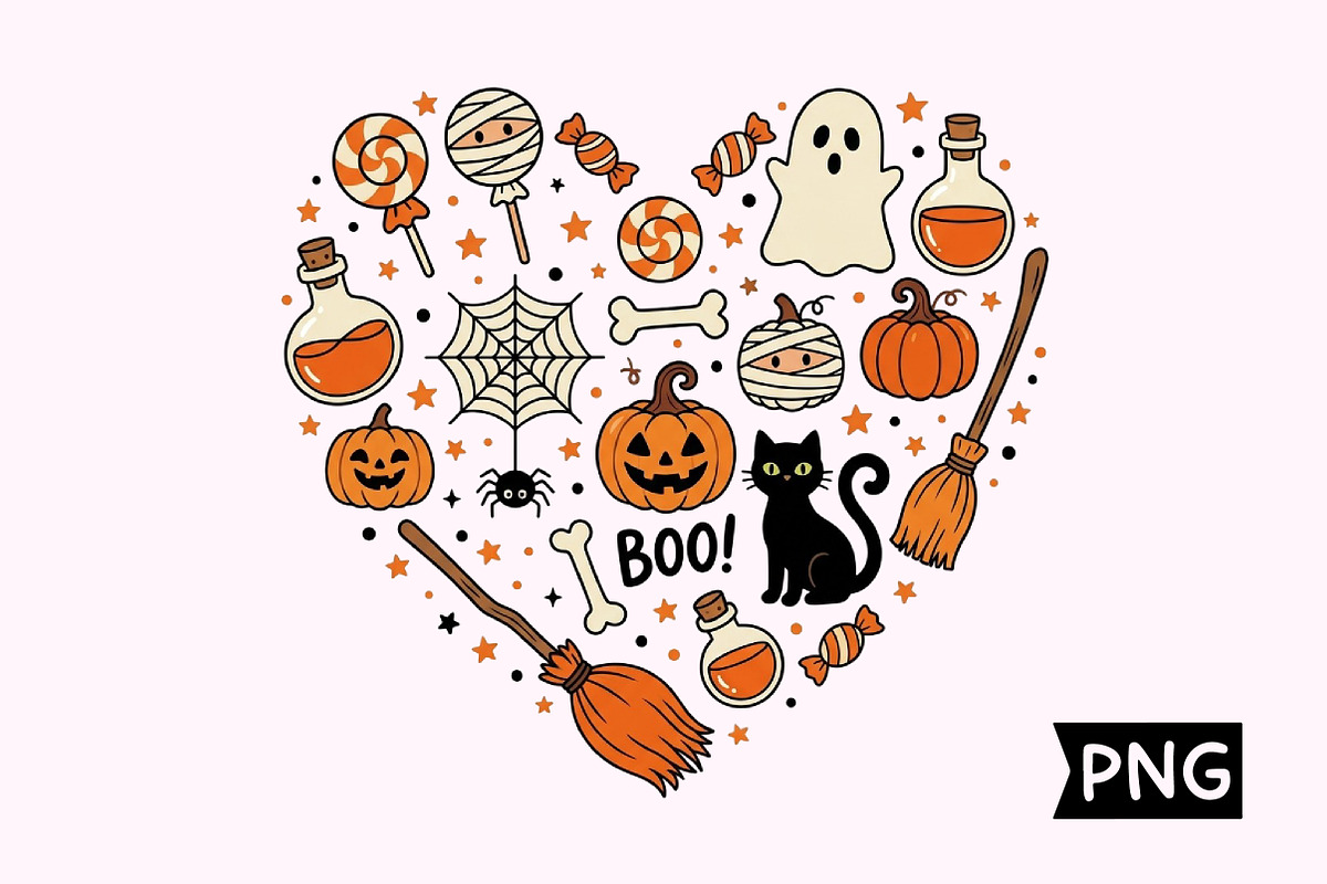 Halloween Icons Heart Shape Design, a Seasonal Illustration by Creative Art (Photo 1 of 3)