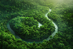 Winding river in the green jungles, a Nature Photo by AlyaAnd