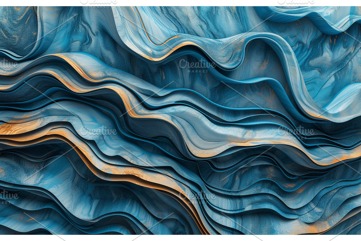Gold and Blue Wavy Background, an Illustration by BazziBa♥