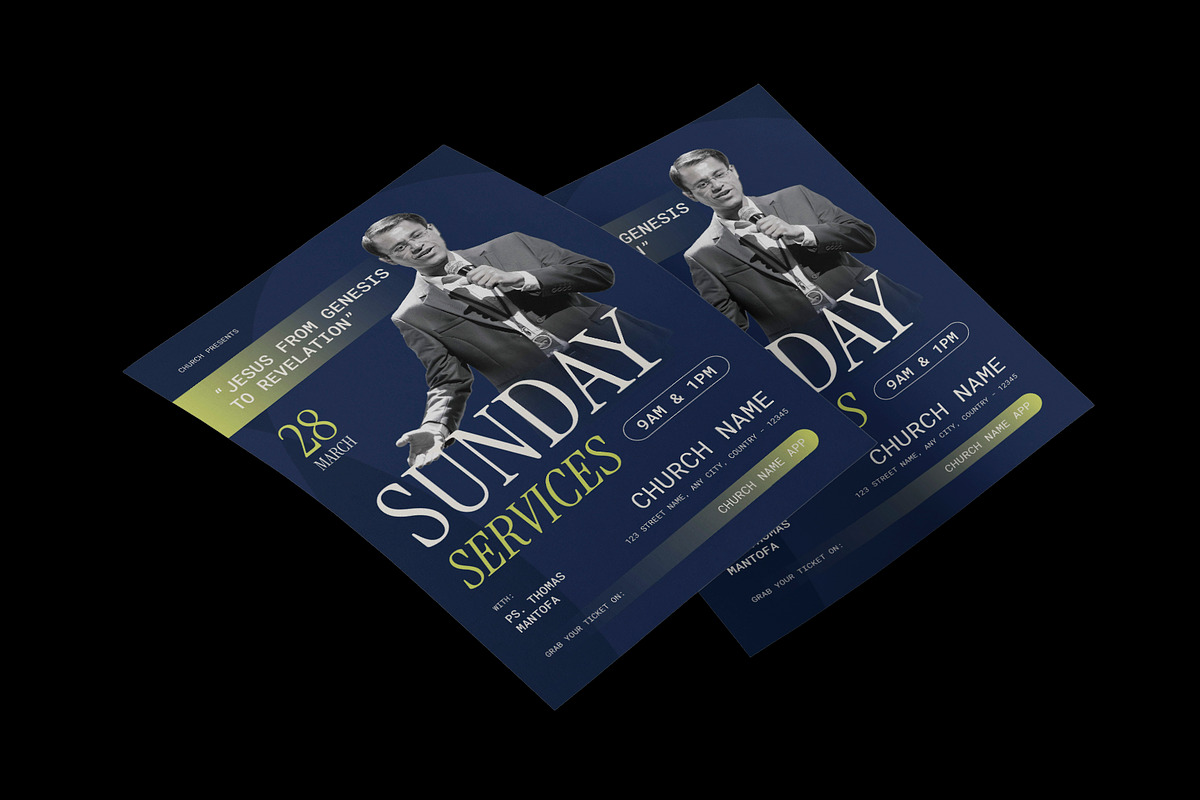 Minimalist Sunday Church Flyer preview 3