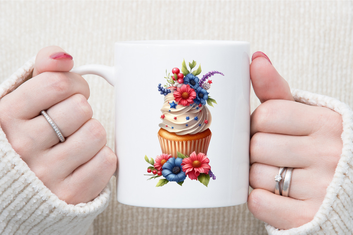 Watercolor 4th of July Cupcake Clipa, an Illustration by Sublimation Artist (Photo 5 of 6)
