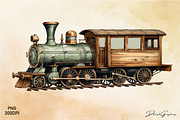 Vintage Wooden Train Sublimation Png, an Object Illustration by danishgraphics (Thumbnail 8 of 9)