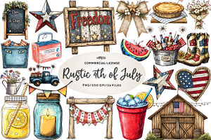 Rustic 4th of July Clipart, an Illustration by CreationArt