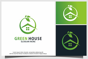 home nature or green house logo