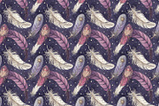 Seamless Patterns Ethereal Feathers, a Pattern Graphic by Designs by Helen Trupak (Thumbnail 3 of 8)