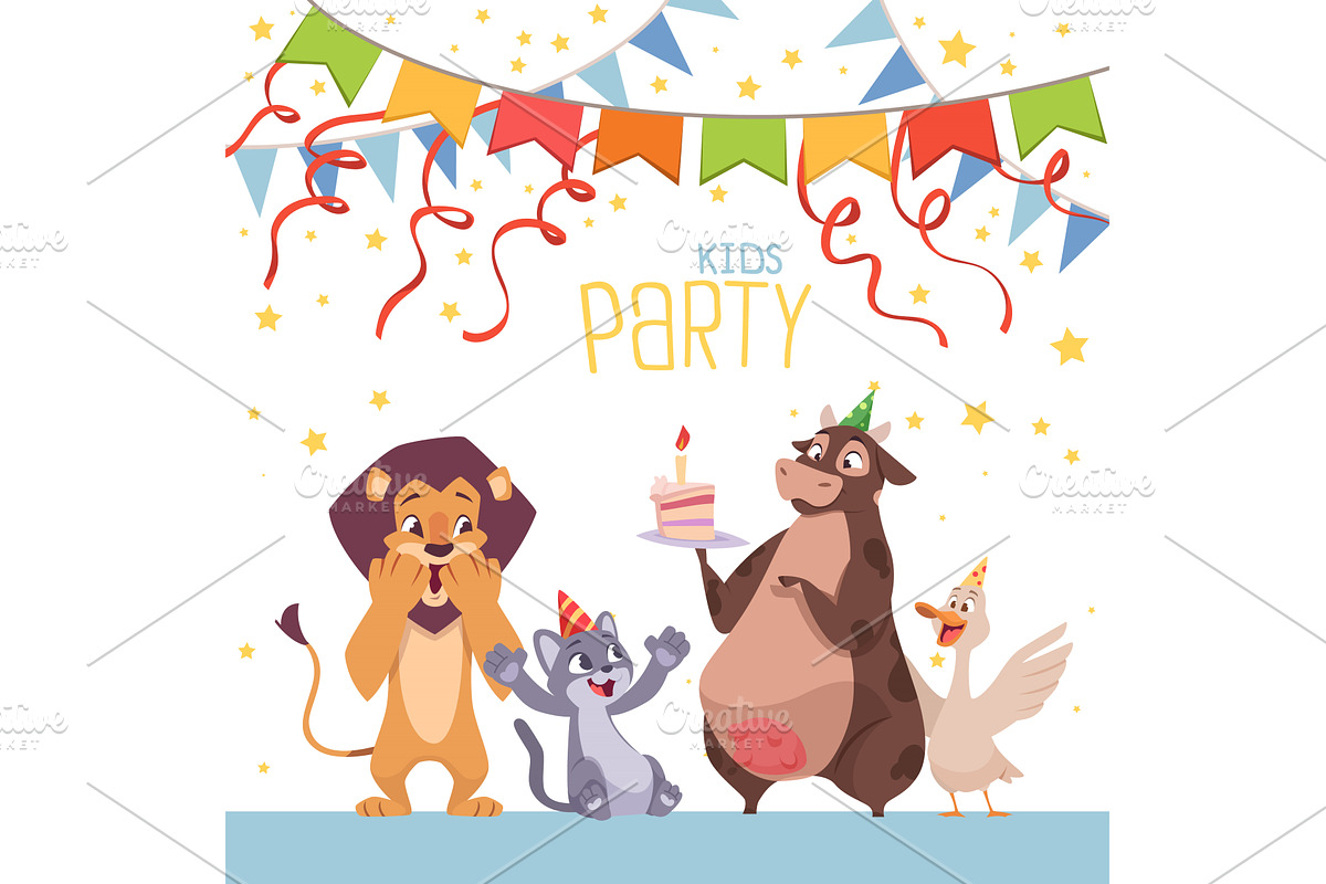 Kids party. placard party, an Illustration by Onyx