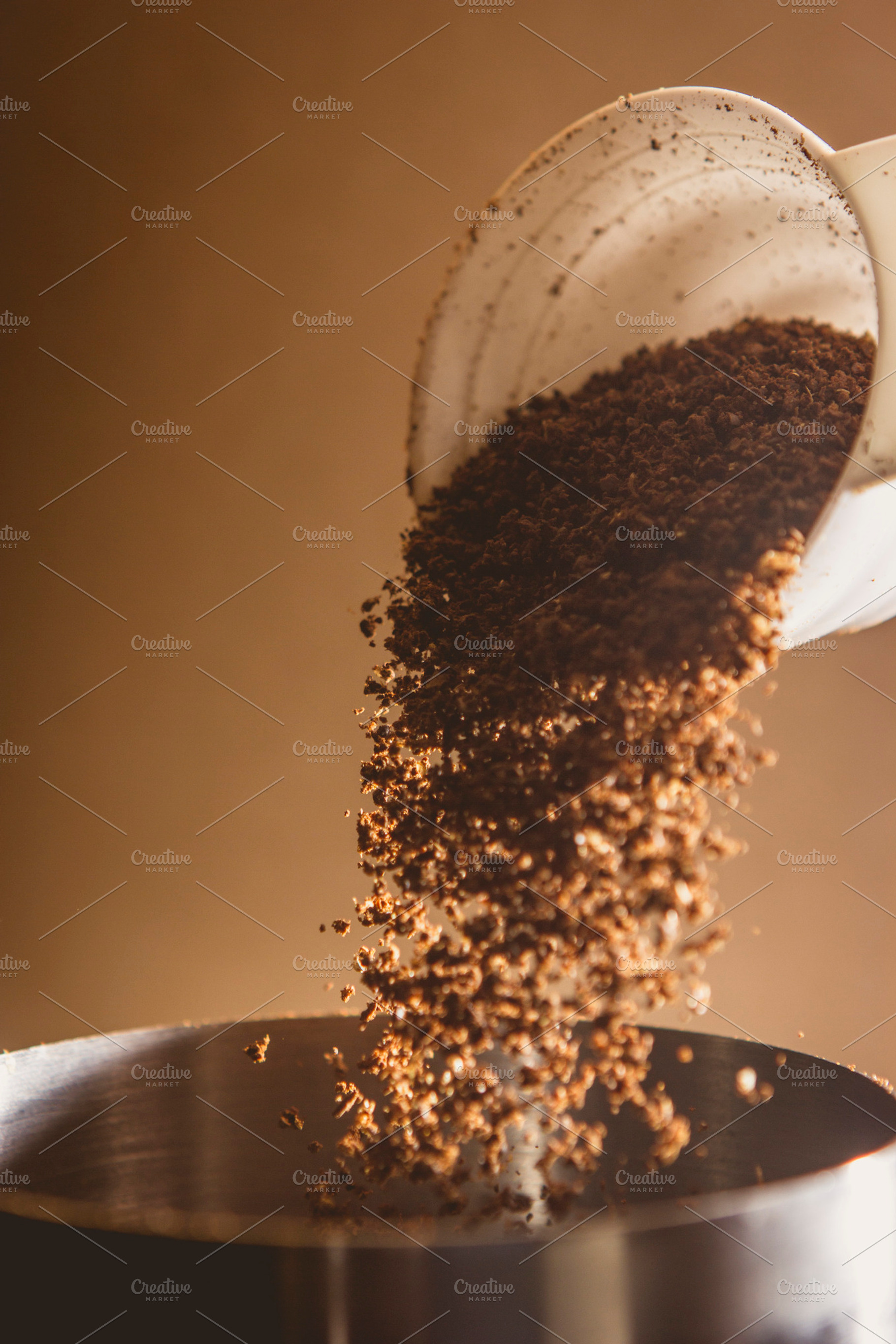Pouring Freshly Ground Coffee